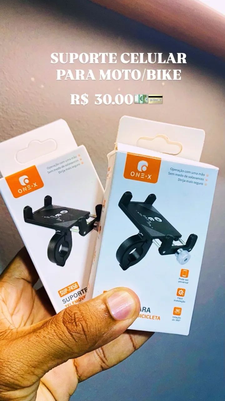 Suporte de alumínio para moto, celular