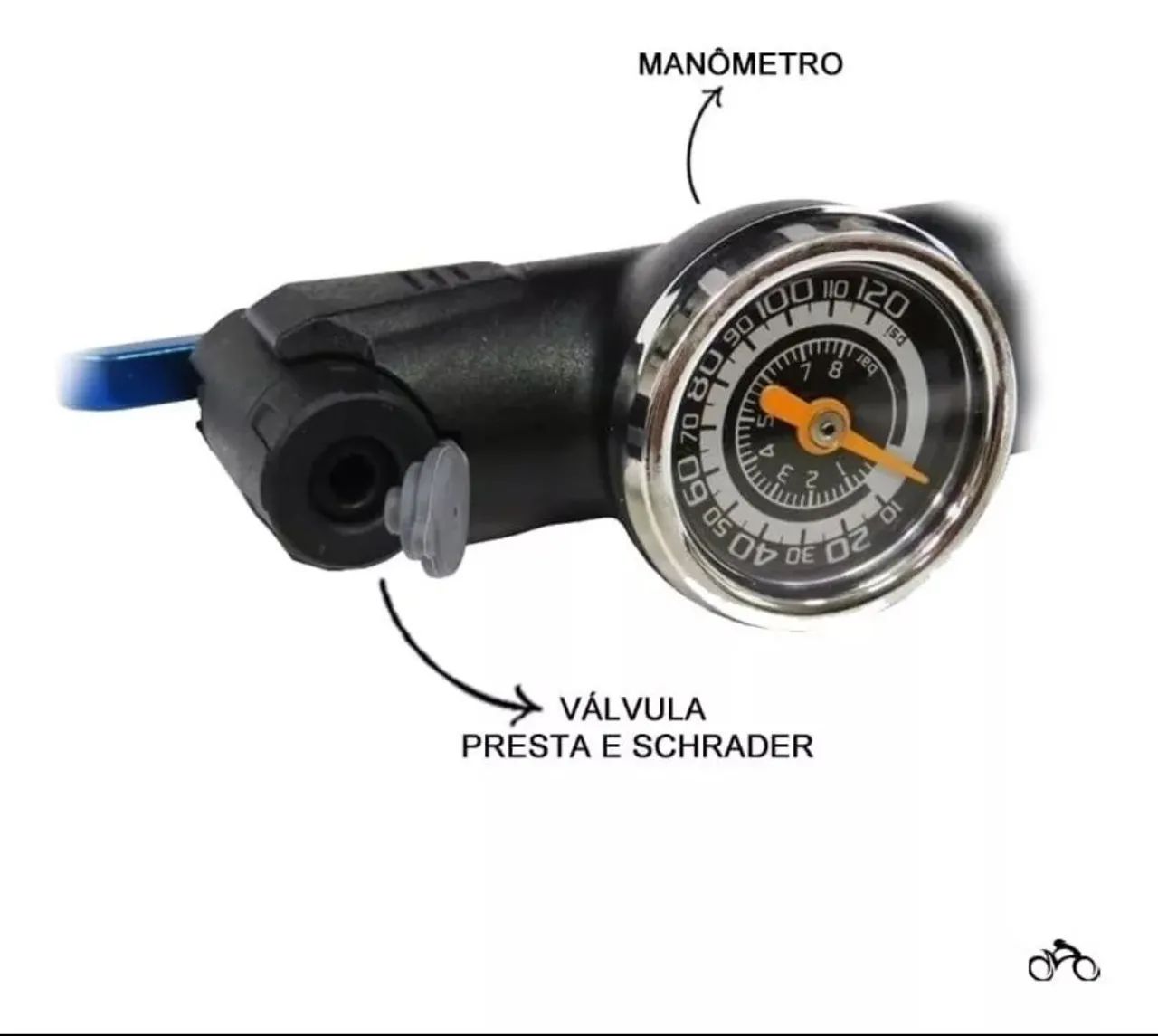Mini Bomba De Ar Pneu Bike Absolute<br>Com Manômetro 120psi - Foto 3