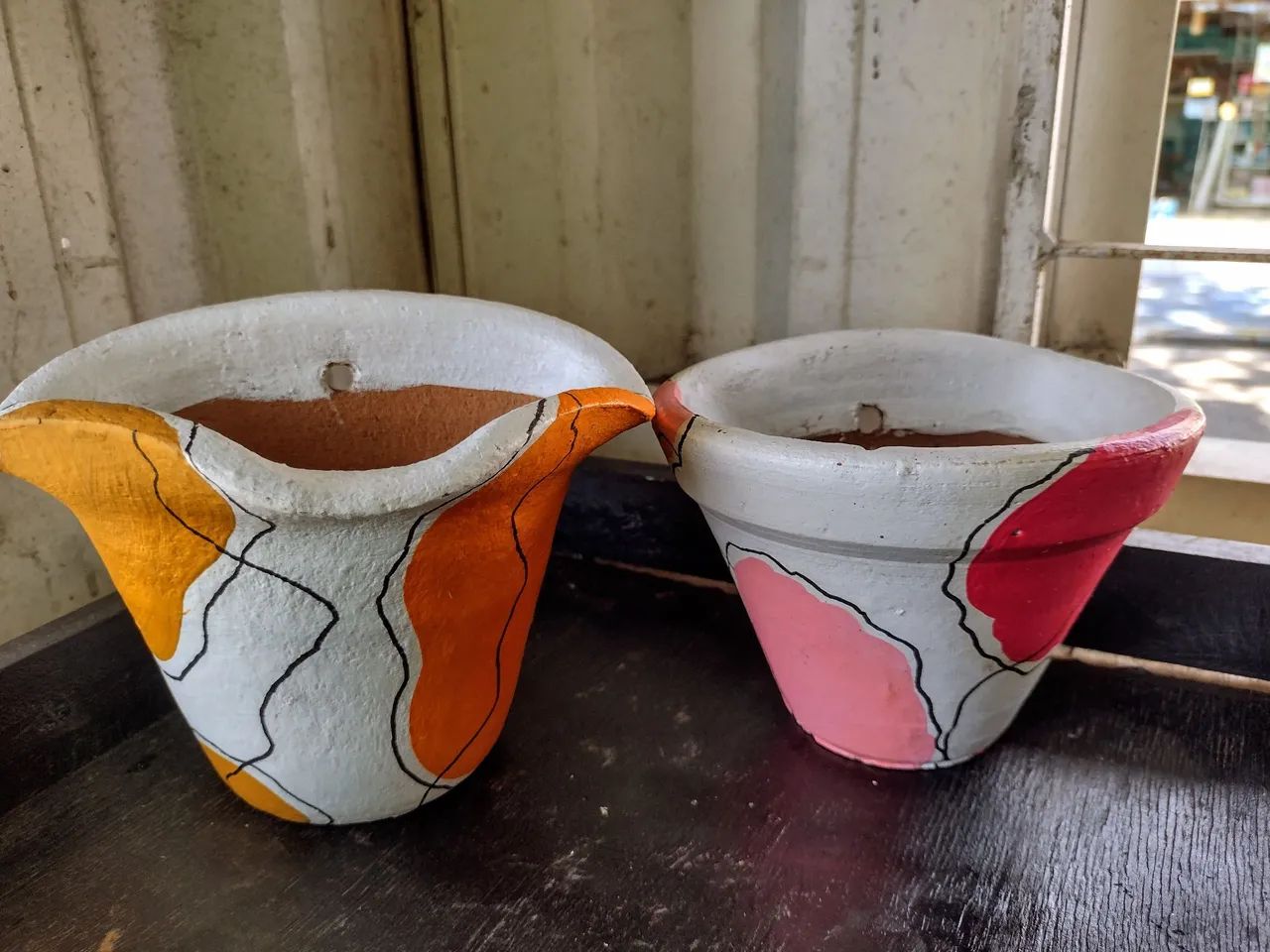 Vasos de parede pintura orgânica 