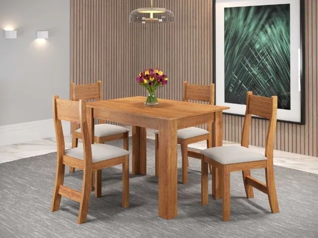 Mesa de Jantar Perla 110x75 Mel com 4Cds Marfim Viero - Entrega Rápida! 