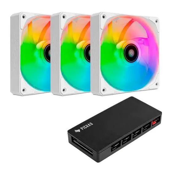 Kit 3 Fans Pichau Feather P1 + Controladora64197810266754122