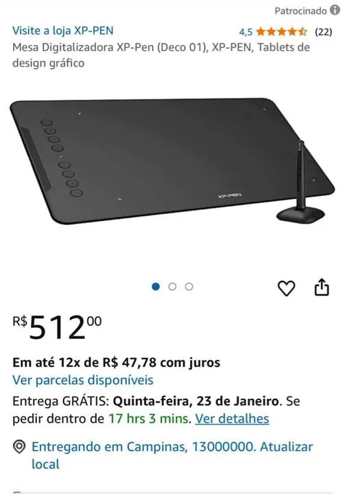 Tablet Gráfico XP-Pen Deco 01 V2 Novo - Foto 2
