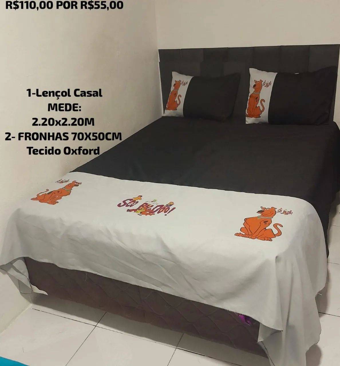 Lençol Casal + 2 Fronhas tecido Oxford 