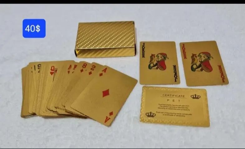 Baralho Dourado Ouro 54 cartas truco Poker caixeta À Prova Dagua 1 por 40 2 por 70 - Foto 4