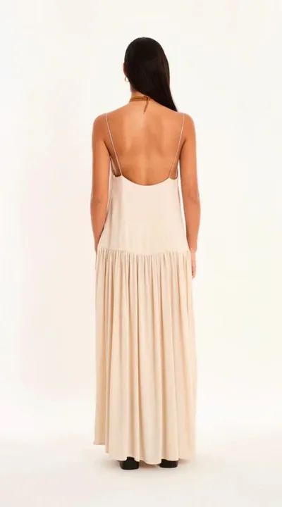 Vestido longo bege de alça - Foto 3