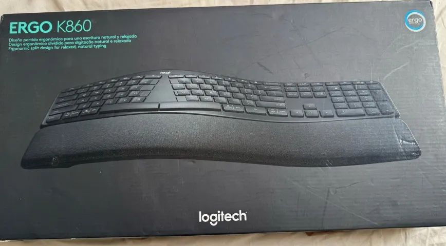 Teclado sem fio Logitech ERGO K860, Suporte para Descanso de Pulso, Windows e Mac