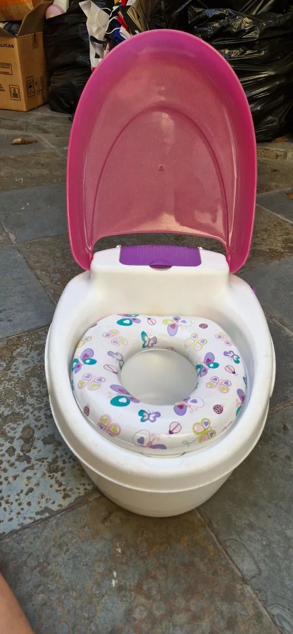 Penico pinico troninho infantil ideal para desfralde 3x1 rosa e lilas