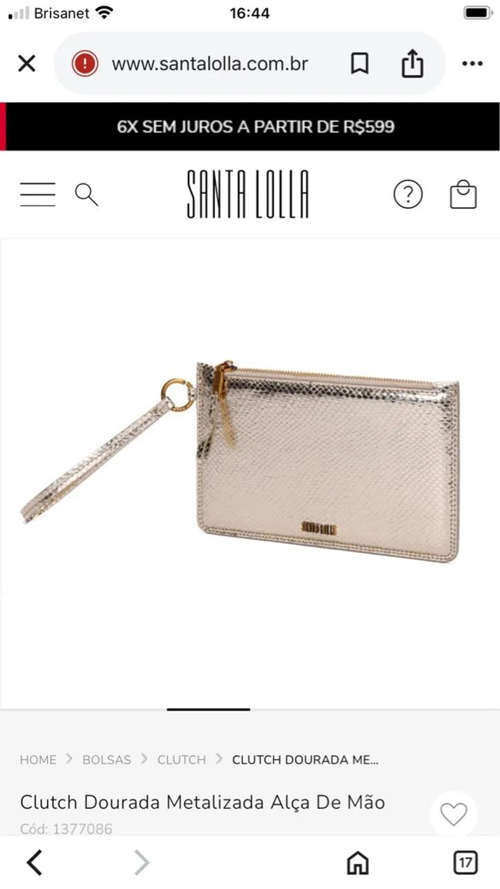 Clutch Dourada Metalizada Santa Lolla