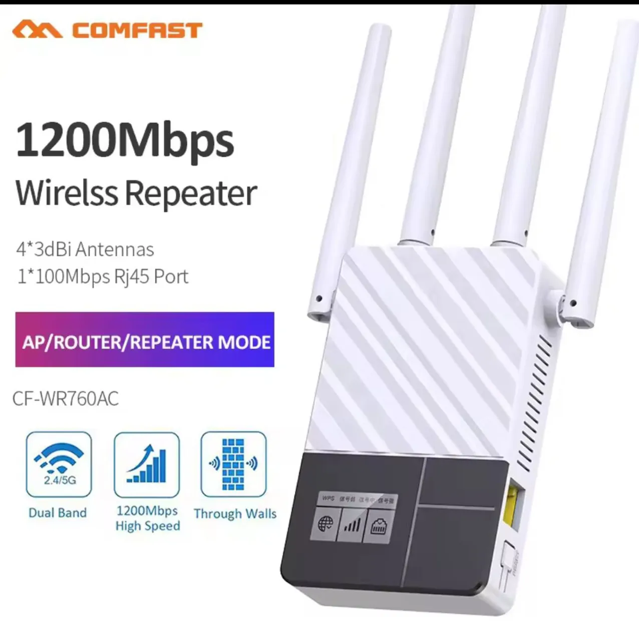 Repetidor Wi-Fi COMFAST 1200Mbps Dual Band