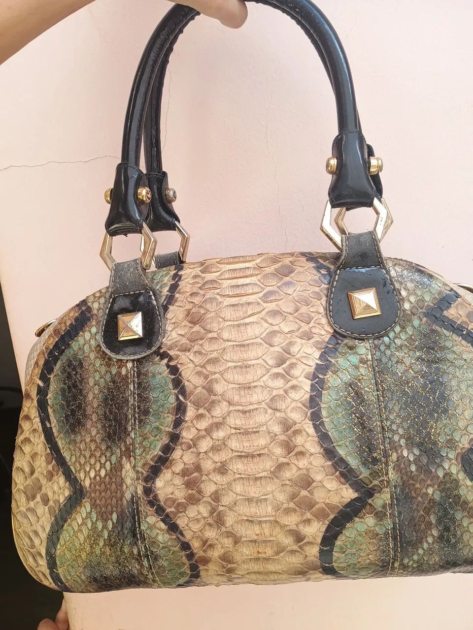 Bolsa de Mão em Couro de Cobra Carmen Steffens  - Foto 2