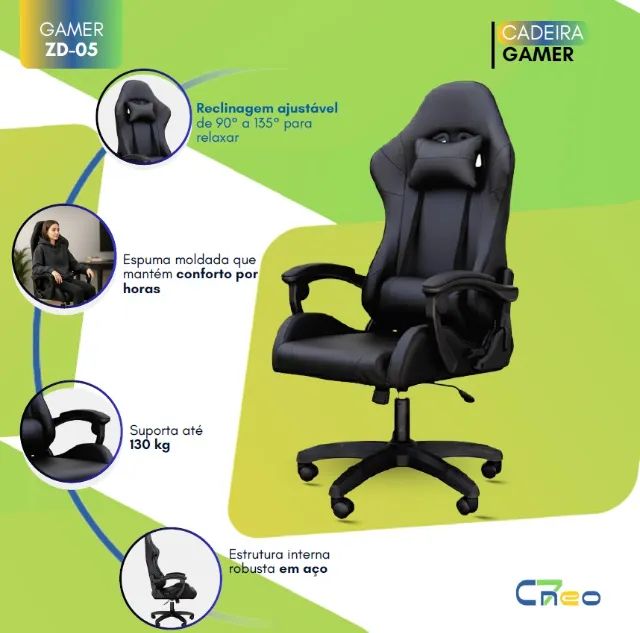 Cadeira Gamer Setup Gamers Profissional Ergonômica Confortável Presidente C7 Neo - Preta - Foto 2