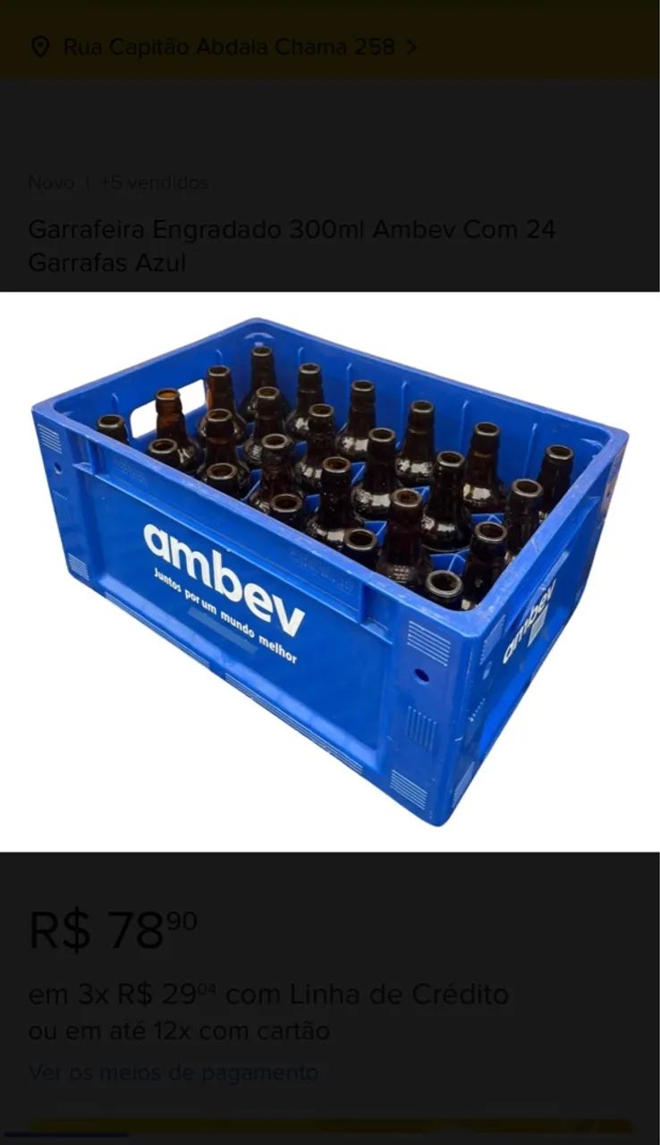 Caixa de cerveja 300ml Ambev com 24 Garrafas Azul