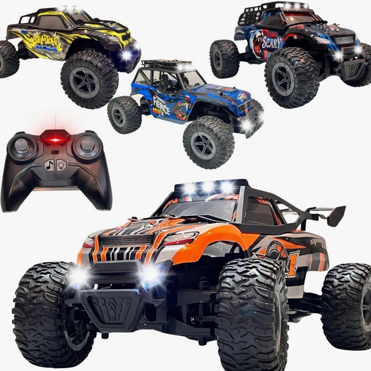 Carrinho Controle Remoto Fora Estrada RC Monster Recarregável Velocidade e diversão