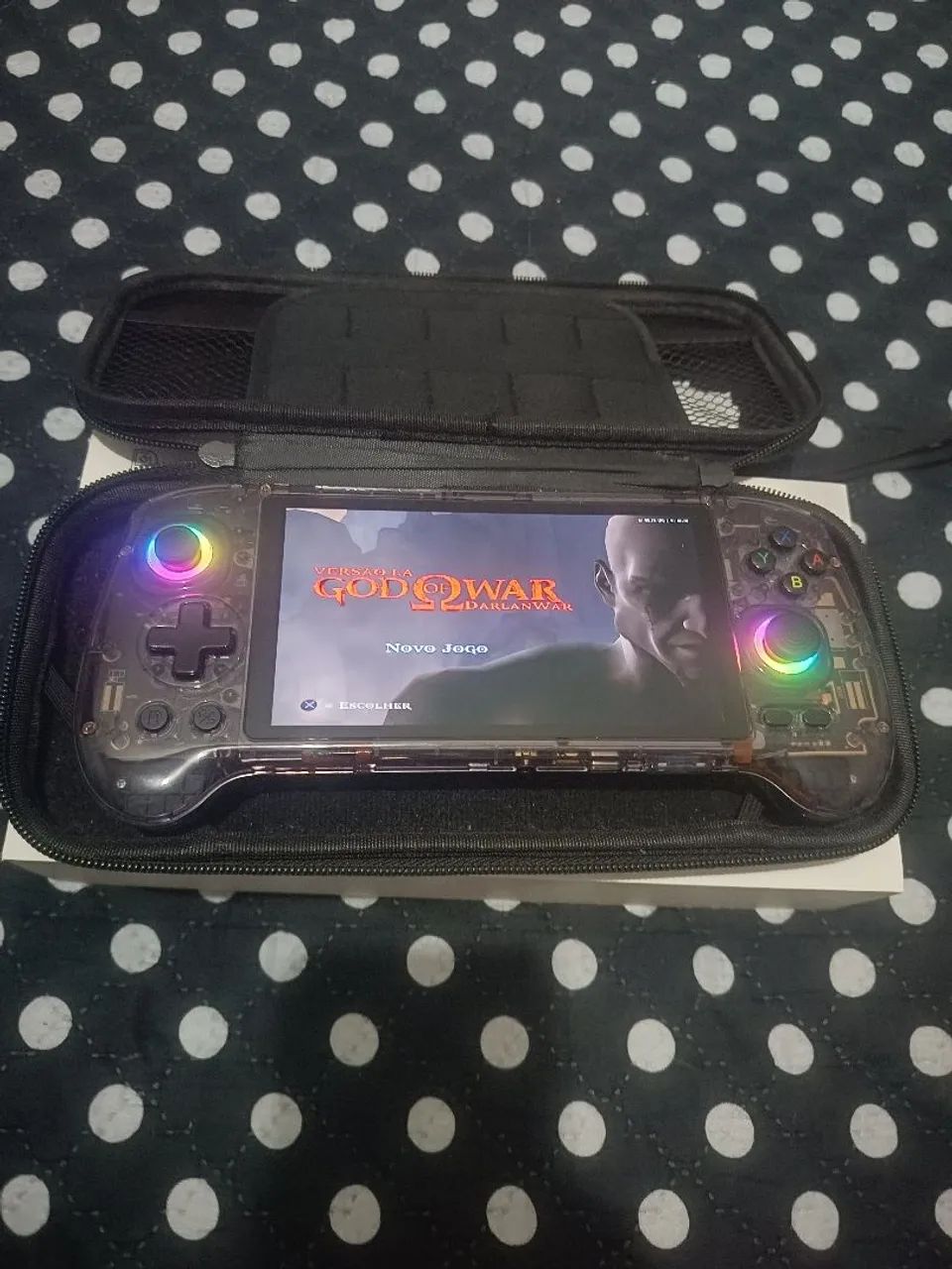 Anbernic RG 557 roxo transparente _ Portátil Emulador Premium