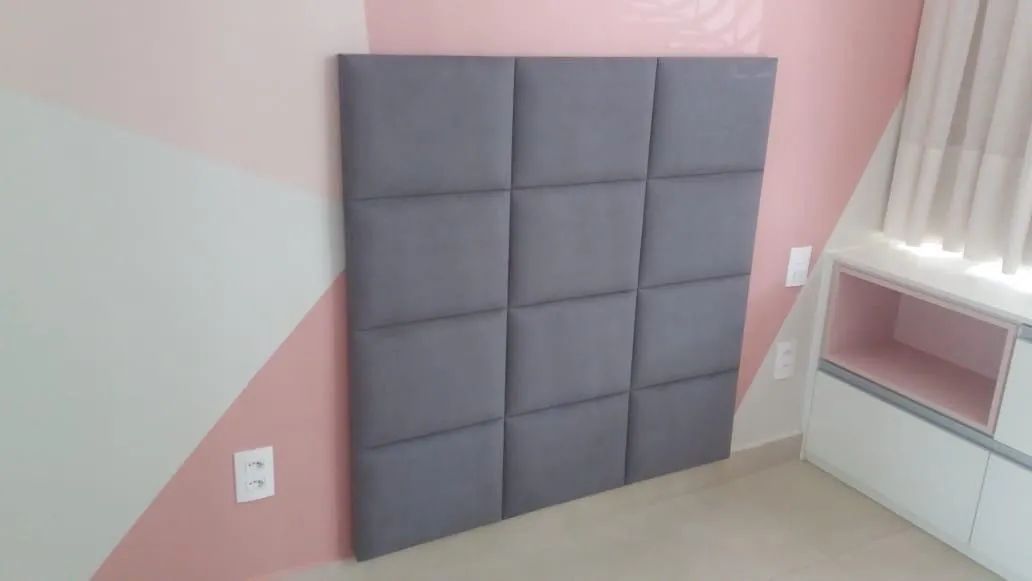 Cabeceira de cama de solteiro cinza  - Foto 4