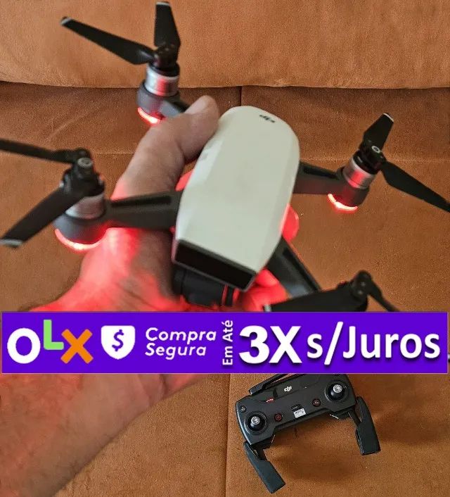 Drone DJI Spark +Contr +2 Bat, 64GB, GPS, Vídeo FHD/Fotos 12MP, Seminovo, Maleta, Garantia