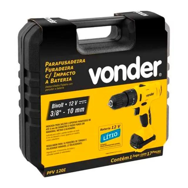 Parafusadeira Furadeira de Impacto 12V 1.3Ah Bivolt Maleta com Acessórios Vonder PFV120I - Foto 5