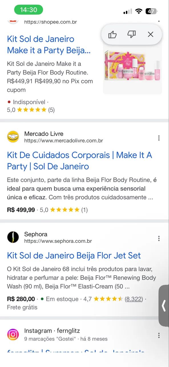 Kit sol de janeiro sabonete líquido nunca usado e creme hidratante  - Foto 5
