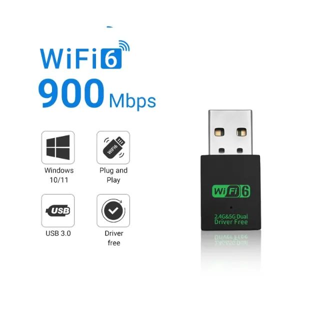 Adaptador USB Wi-Fi 6 AX900 Dual Band 900Mbps