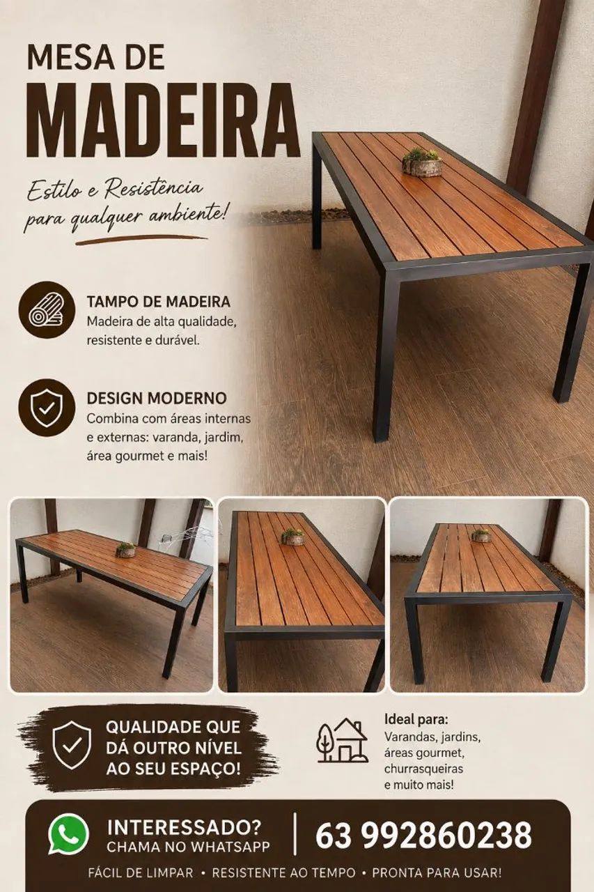 MESA DE MADEIRA PURA!