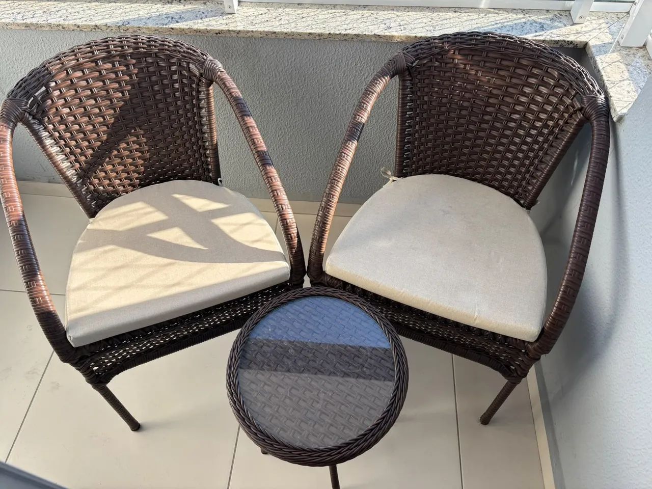 Conjunto cadeira de vime