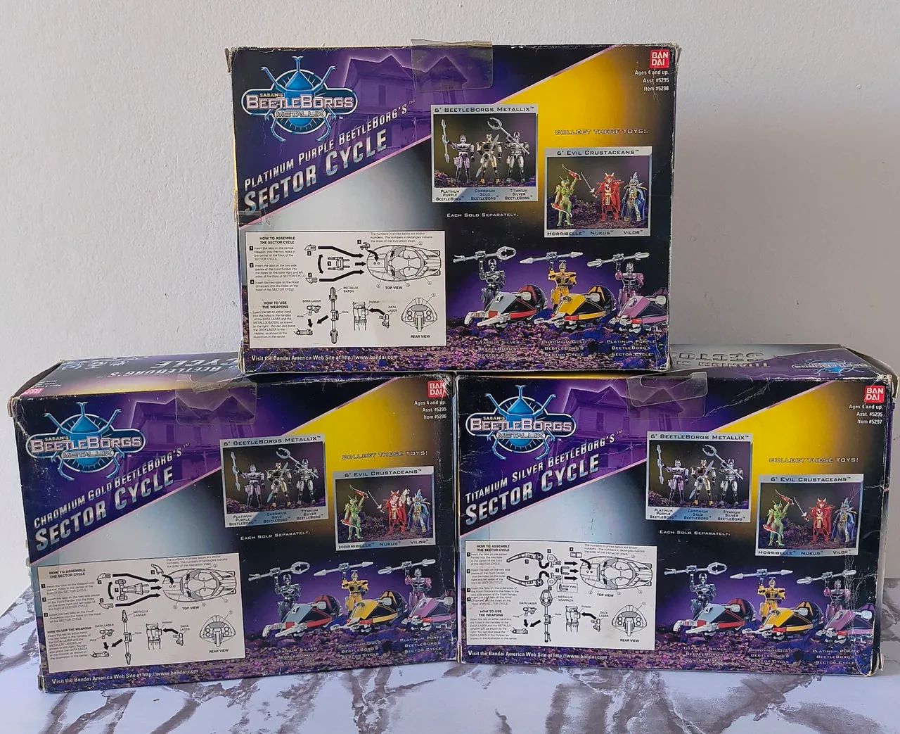 RARO Lote 3x figuras Bandai BeetleBorgs Sector Cycles NOVOS , B