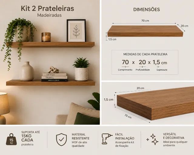 PRATELEIRAS KIT COM 3 - Foto 4