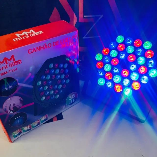 Canhao LED Refletor -  36 leds - Iluminação RGB 