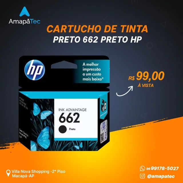 Cartucho De Tinta HP 662 Preto