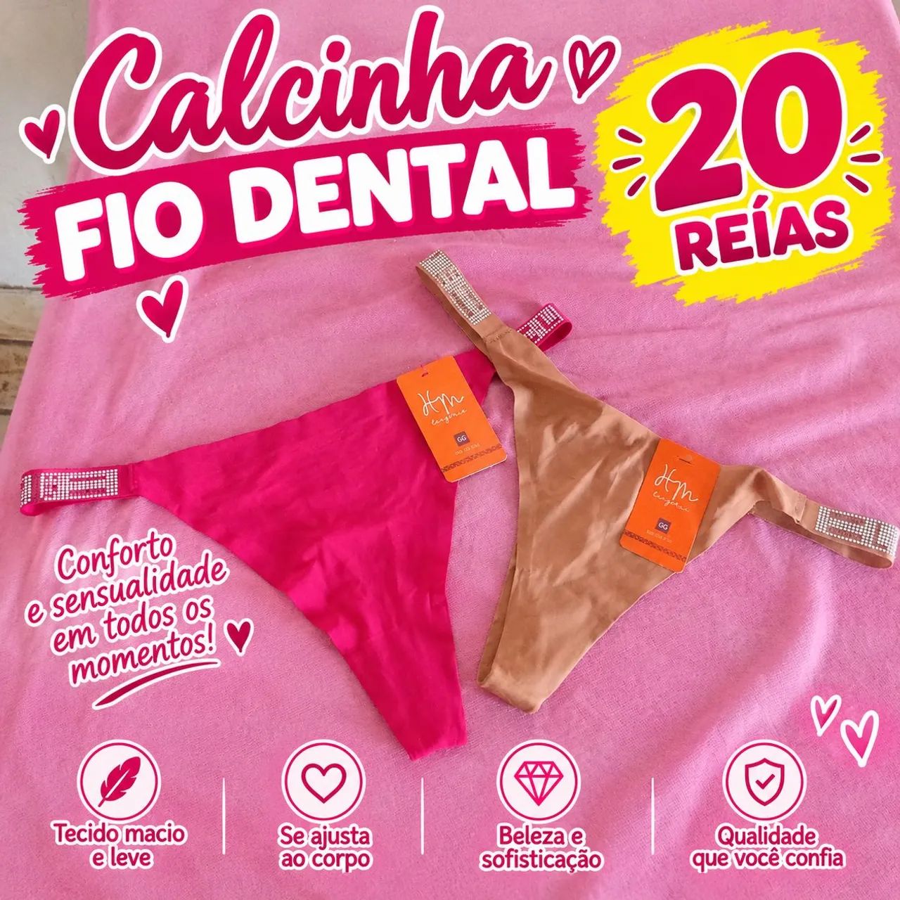 Calcinha fio dental algodão 