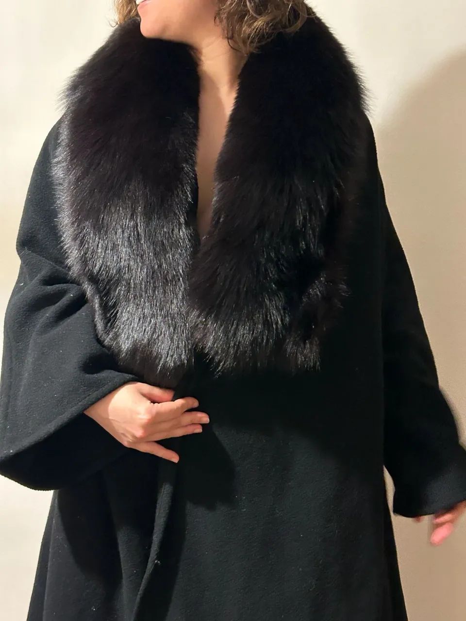 Casaco francês fur preto - peça vintage