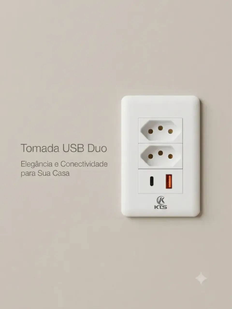 Tomada com Porta USB e Entrada Tipo C NOVA - Foto 2