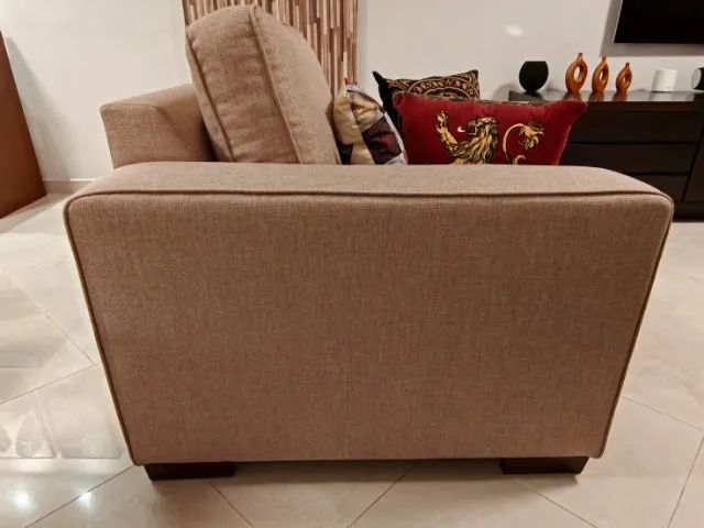 Poltrona Nova Linho Moderna Linda Assento e Encosto Removíveis com Zíper - Foto 3
