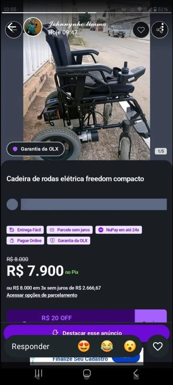 Cadeira de rodas elétrica 