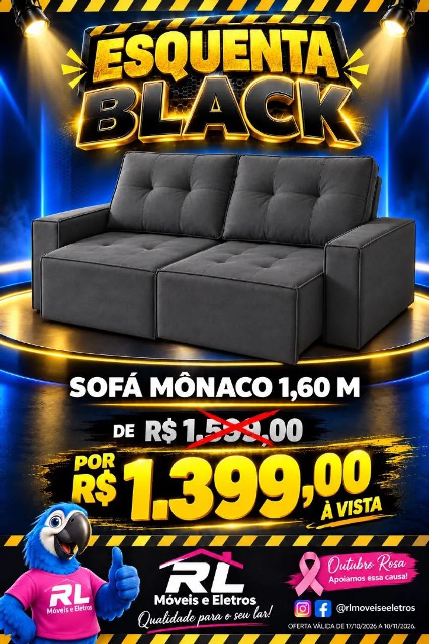 Oferta Black Friday Sofá Mônaco Novo/Pronta Entrega 