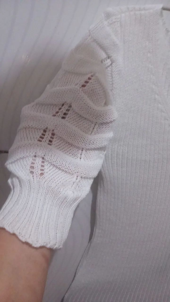 Vestido Midi Tricot Branco Feminino - Foto 4