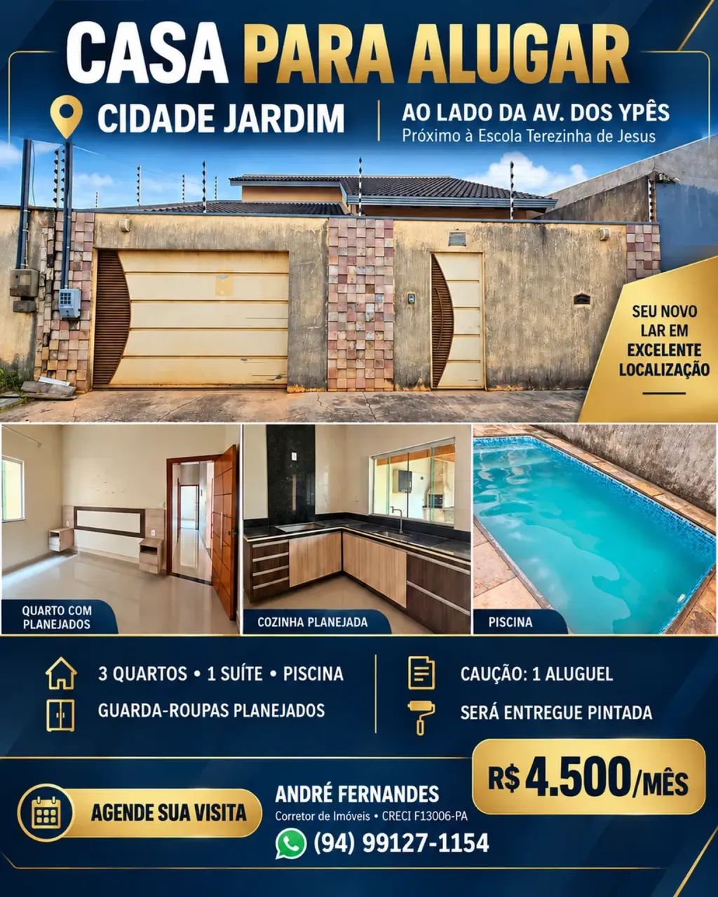 CASA PARA ALUGUEL OU VENDA  BAIRRO CIDADE JARDIM