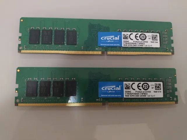 Memória DDR4 16GB 2400Mhz (2x8) Crucial Dual Channel - Memória RAM