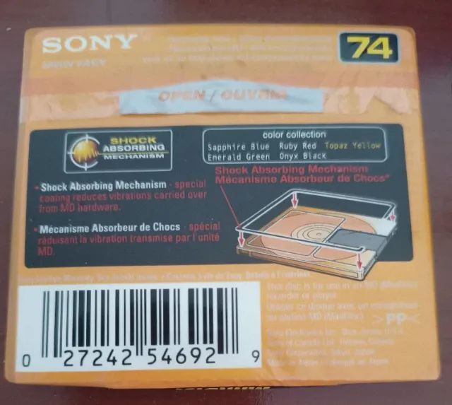 MiniDisc Sony MDW-74EY Topaz Yellow 74 min - Novo - Equipamentos e