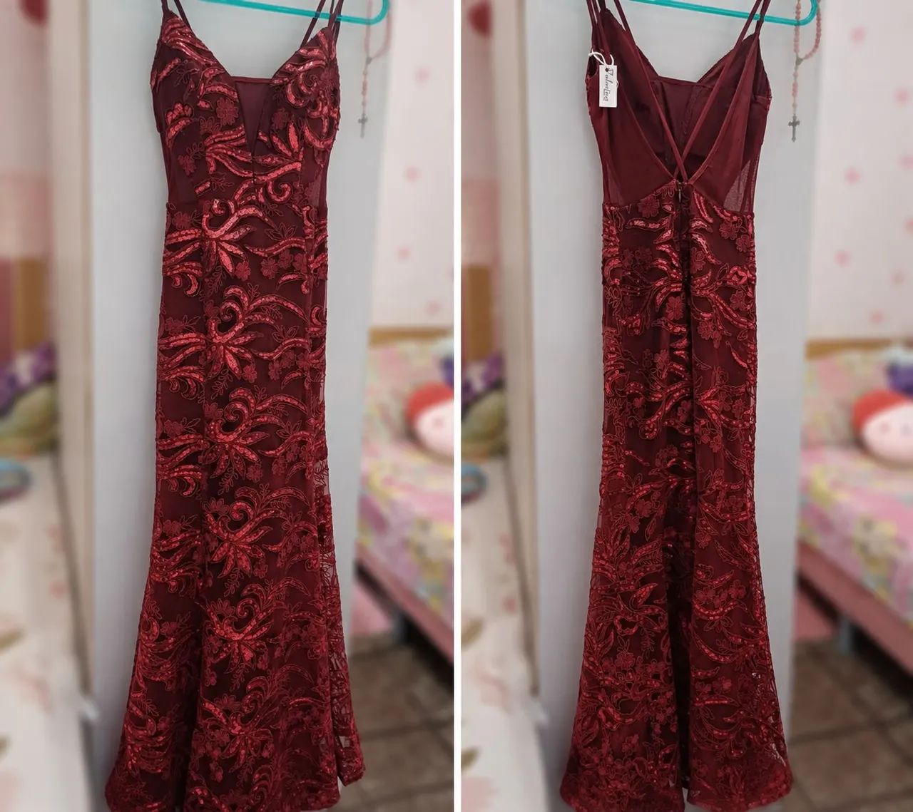Vestido longo de festas.