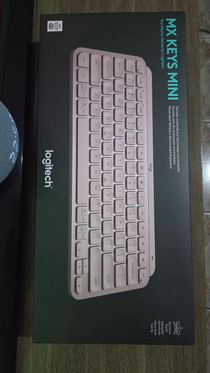 Teclado Sem Fio Logitech MX Keys Mini com Conexão USB ou Bluetooth Easy-Switch Rosa