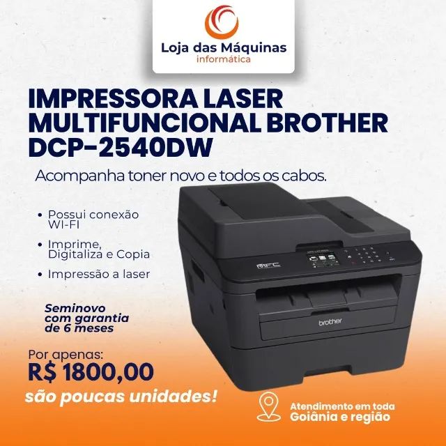 Impressora laser multifuncional WI-FI Brother DCP 2540DW (Somente 1.800,00)