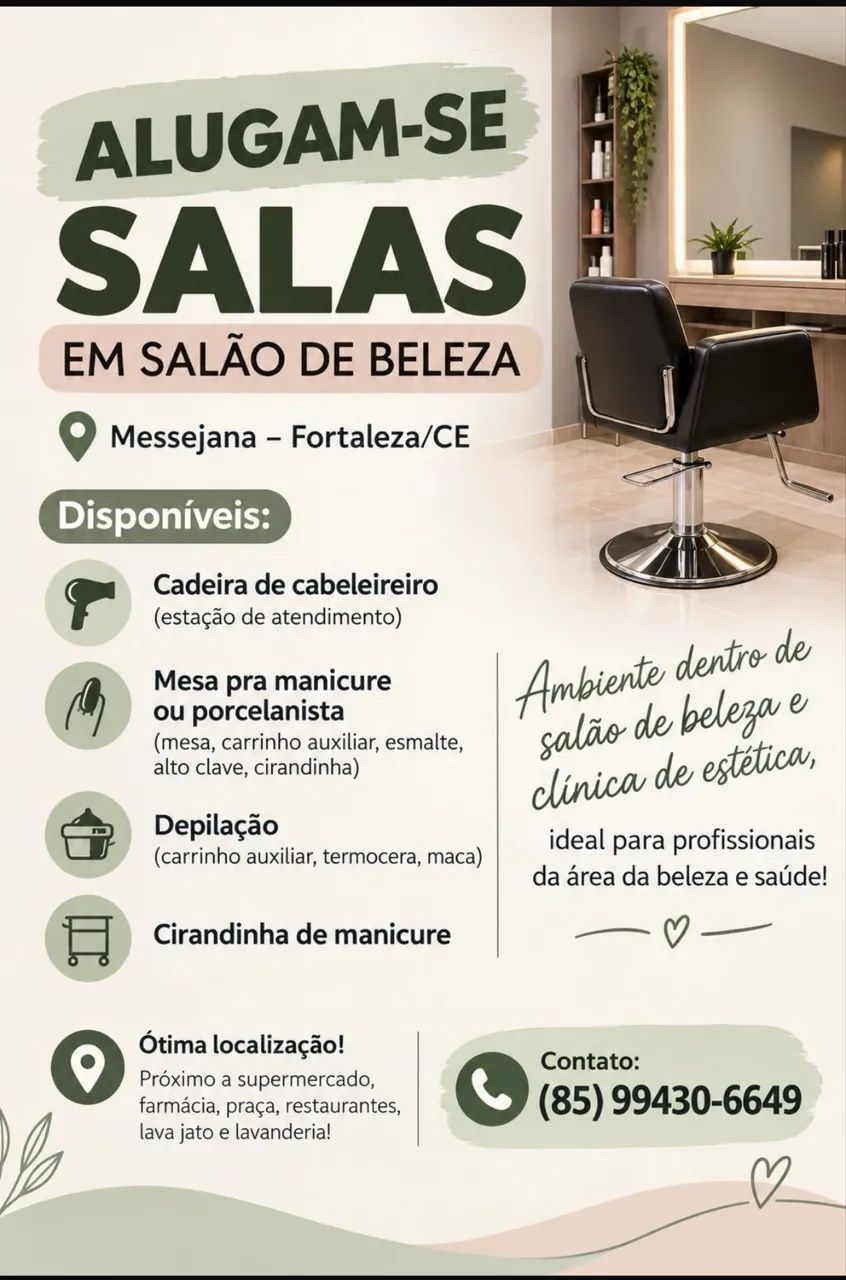 Alugam-se salas comerciais em salão de beleza 