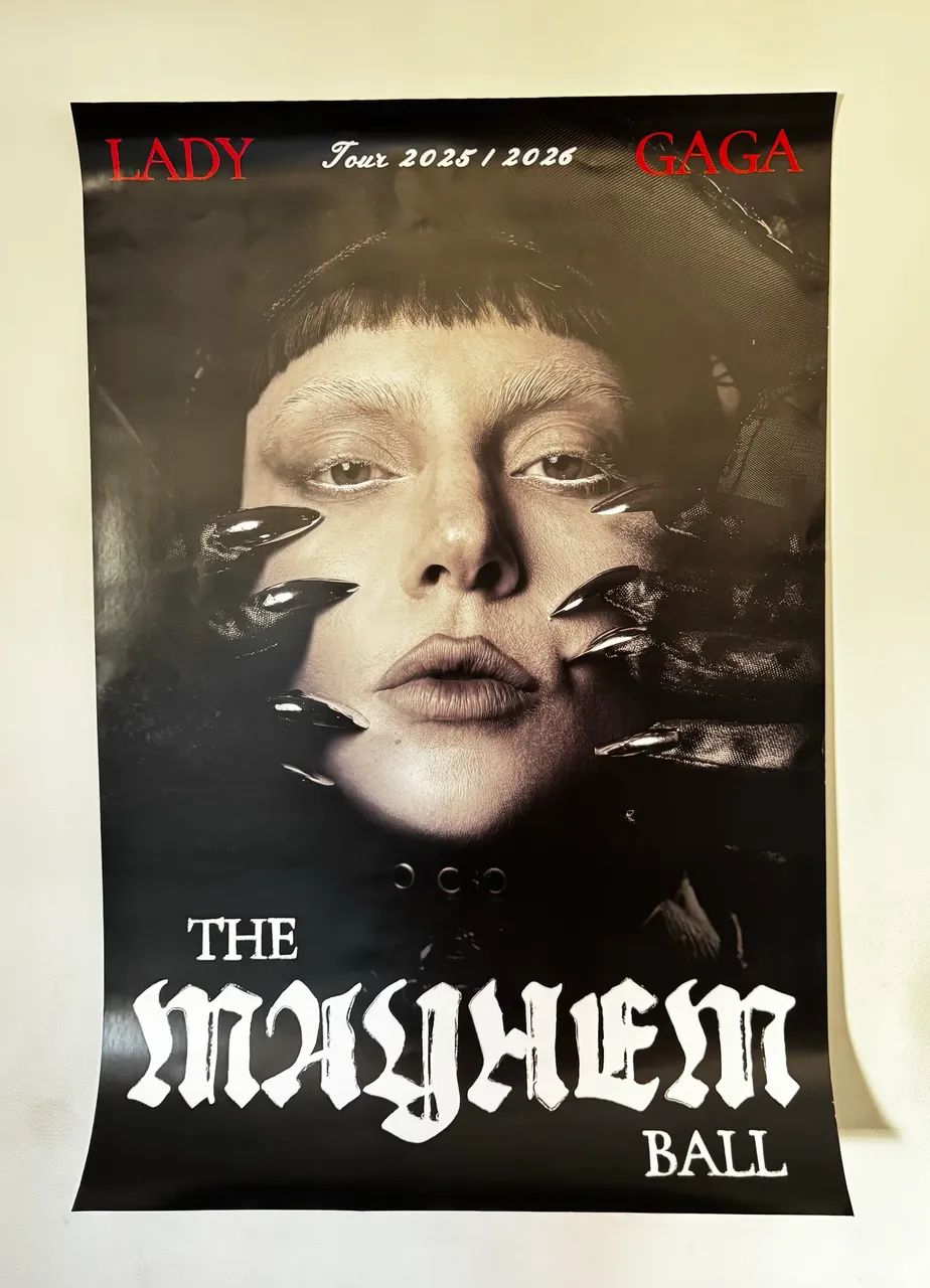 Lady Gaga Pôster Oficial THE MAYHEM BALL Tour + Card Autografado