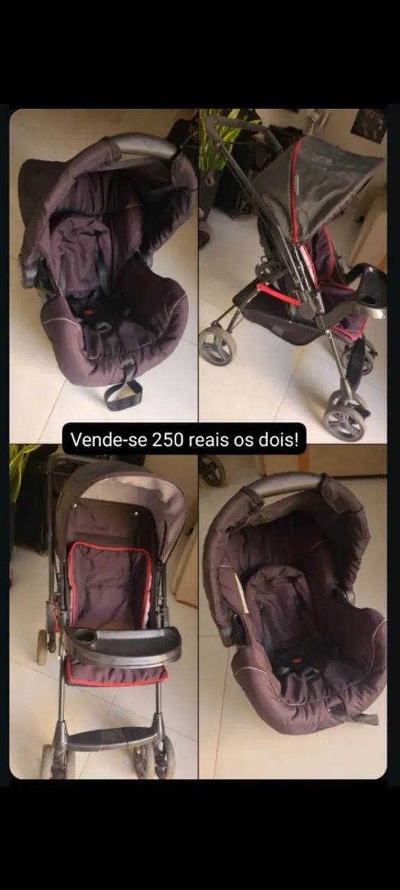 Conjunto Carrinho e bebê conforto em perfeito estado de conservação 