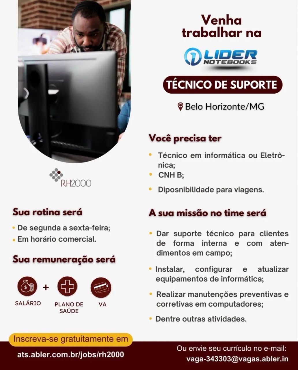VAGAS DE EMPREGO PARA BELO HORIZONTE  - Foto 3