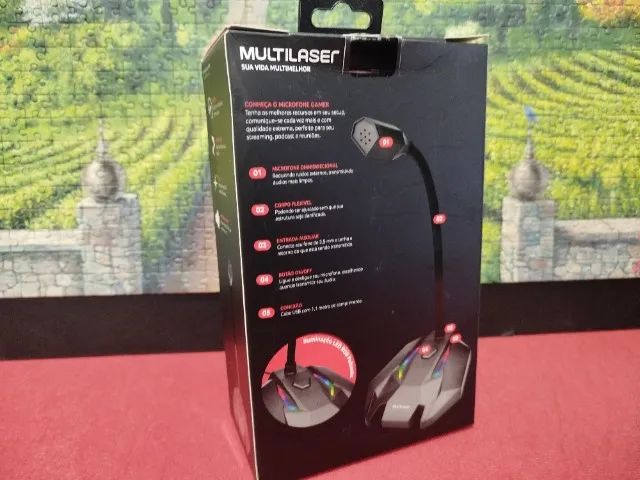 Microfone Gamer Usb Com Led Multilaser - Ph363 - Novo. Troco p/ Caixa de Som Bluetooth - Foto 3