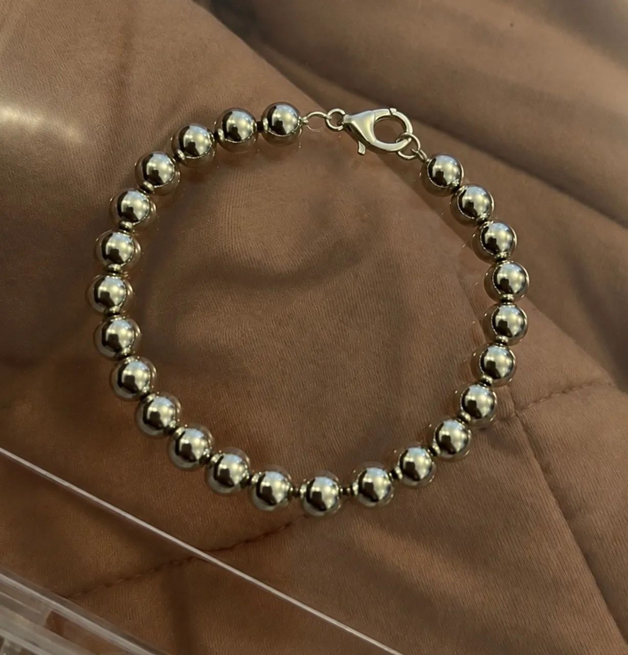 pulseira de prata 925 de bolas. 18cm