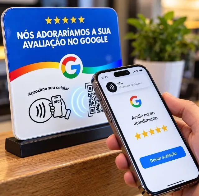 Plaquinha NFC + QR Code para Avaliação no Google - Personalizada