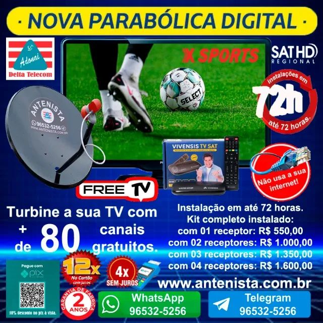 Parabólica Vivensis SATHD Regional instalada em sua casa e com 2 anos de garantia. - Foto 2